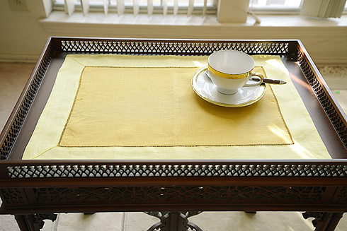 Multicolor Hemstitch Placemats 14"x20". Gold with Light Yellow